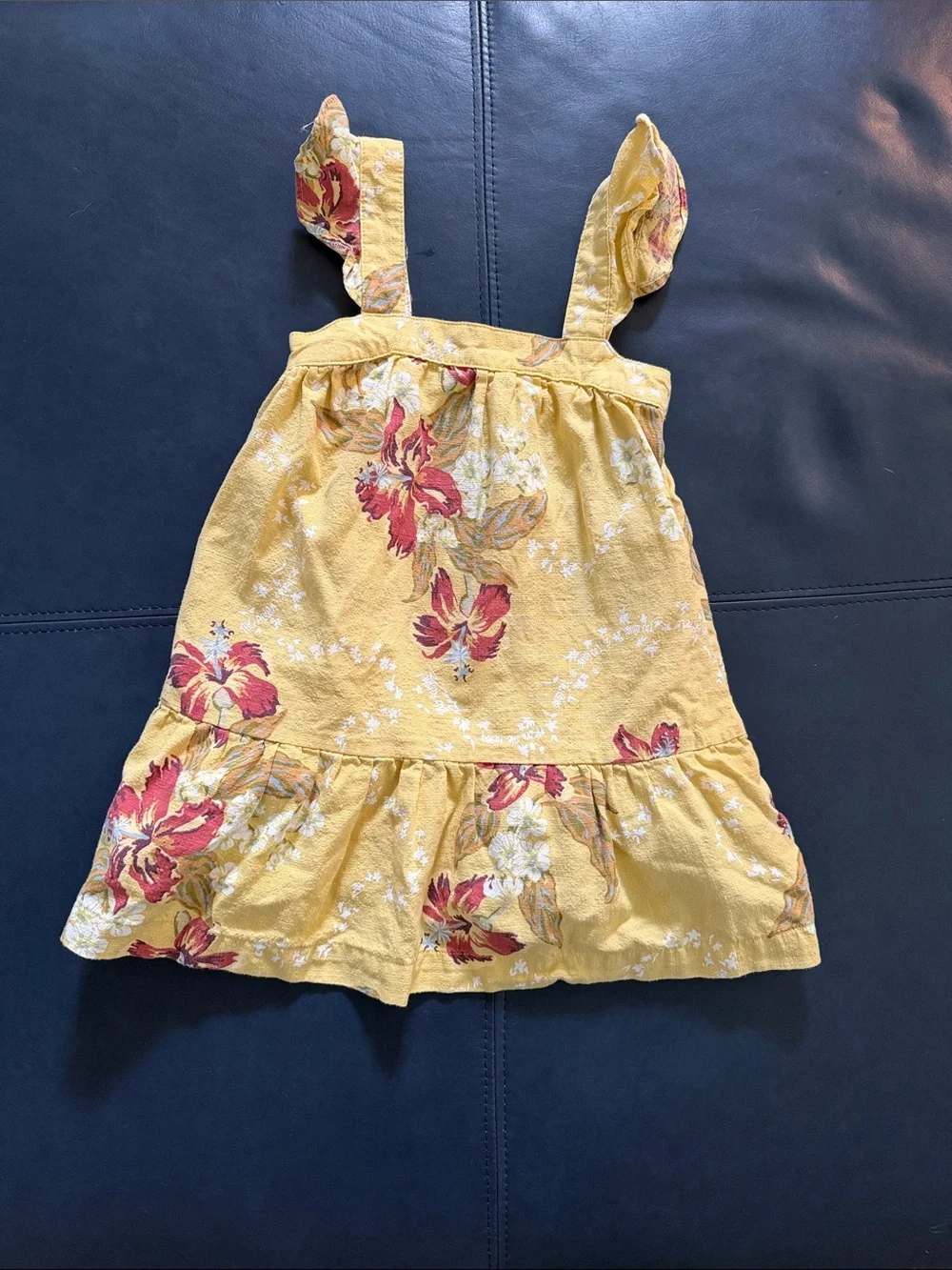 PATAGONIA Girls' Yellow Floral Sundress with Ruffle Hem